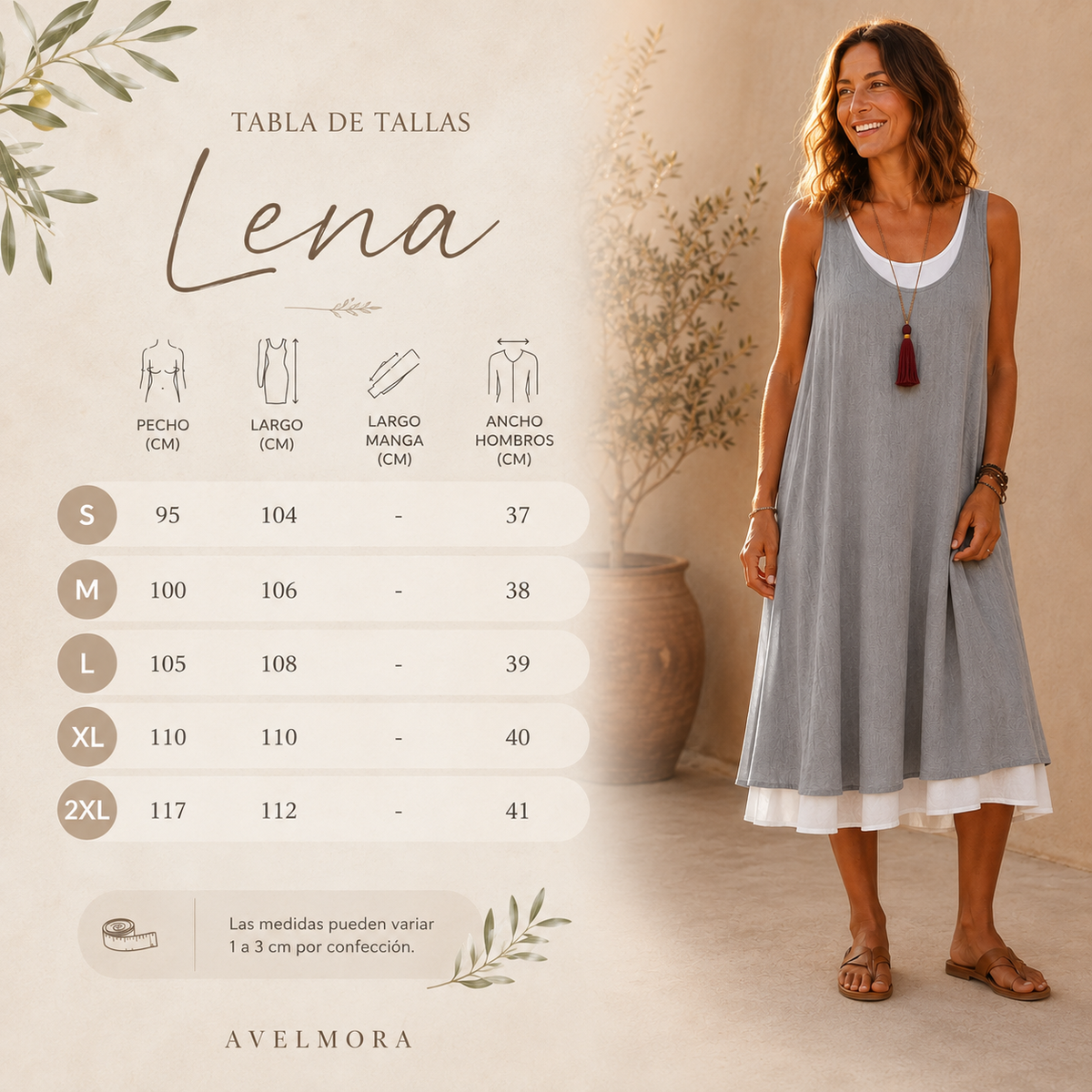 Vestido de tirantes gris con falda amplia y vuelo, largo midi