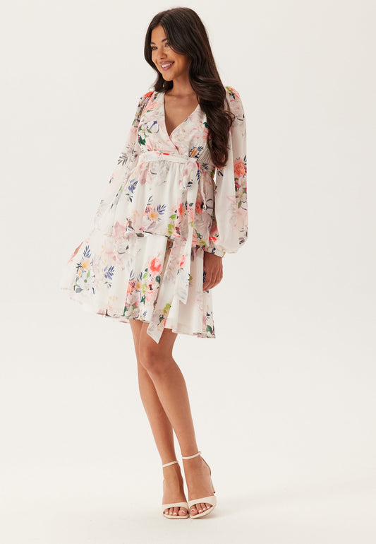 Floral Long Sleeve Tiered Skater Dress